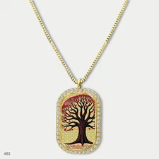 Stunning Colorful Tree of Life Pendant Necklace Chain Photo Dog Tag Chain Gift D