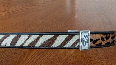 Brighton Leather Animal Leopard/Zebra Print Belt W Silver  display picture 1