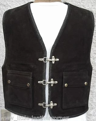 BAD COMPANY LEATHERWEAR, CHACHA Cha Cha,Badcompany Leatherwaer "KAI" Leder Weste Rockerkutte aufgesetzte Taschen