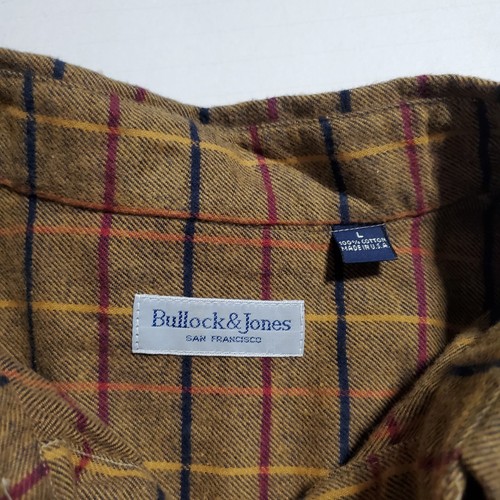 Vintage Bullock & Jones Shirt L Brown Check Heritage Flannel Cotton Button Up - Picture 8 of 9