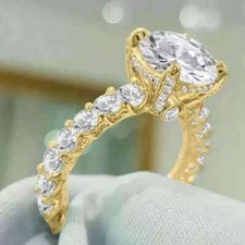 Women Wedding Ring 14k Yellow Gold Plated 4 Ct Round Cut Simulated Diamond