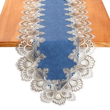 Lace Table Runner Waterproof Oil-Proof PU Leather Table Runner with Exquisite...