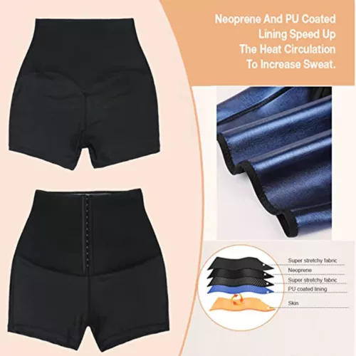 Damen Neopren Sauna Schweiß Body Shaper Slim Shorts Taillentrainer Thermo Leggings - Bild 11 von 38