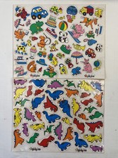 Vintage Stickers Highlights for Kids Character Bright Colors 1980s 2 Sheets