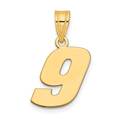 Anhänger 14 Karat Gelbgold poliert Block Nummer 9