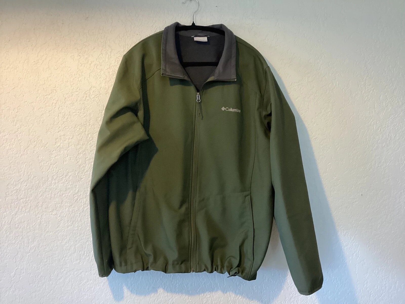 Columbia Fleece Lined Jacket Mens Large 2x Full Zip Pockets Log green