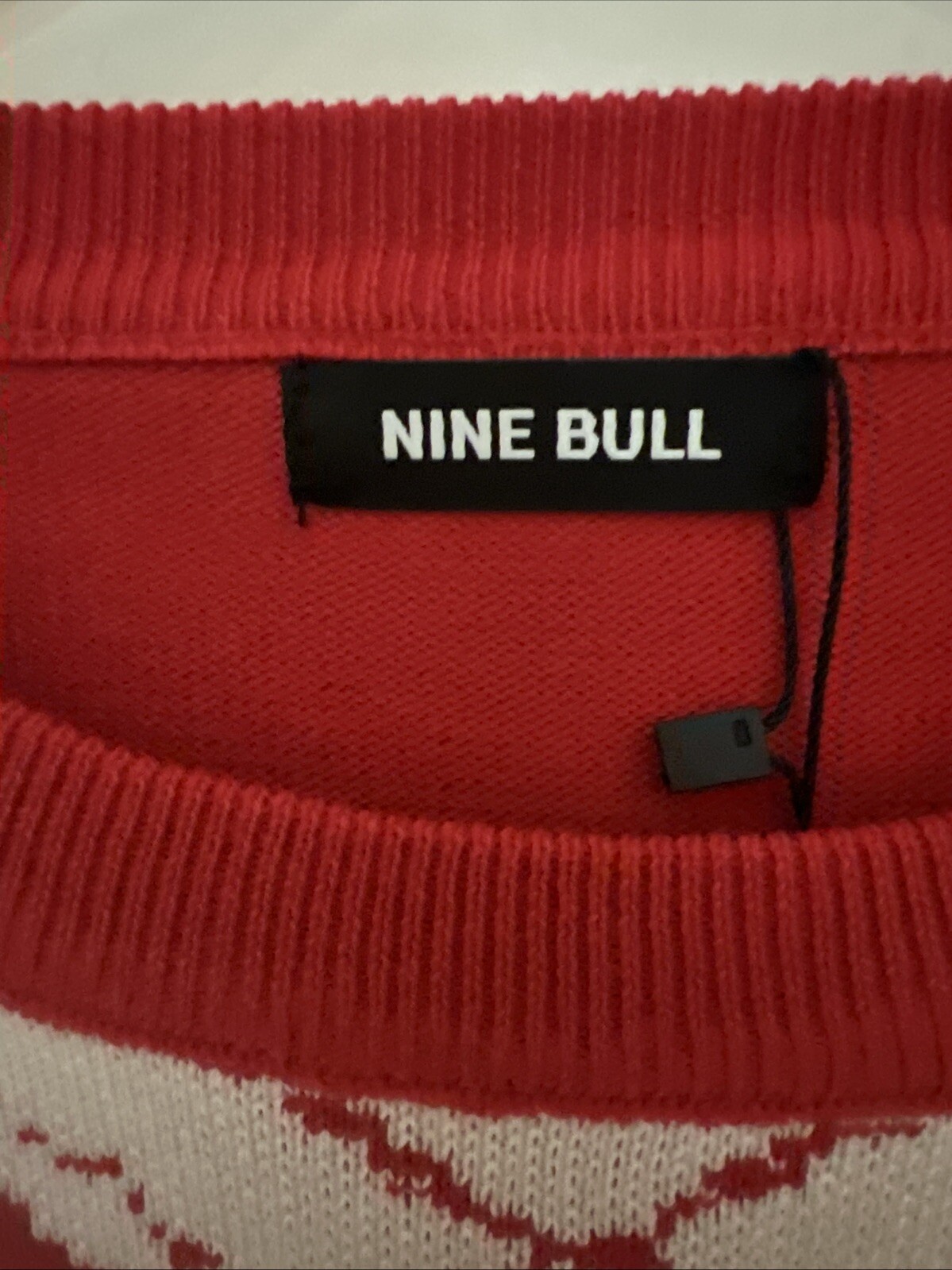 NWT Men’s Nine Bull Red Ugly Christmas Sweater Size S Crewneck Pullover