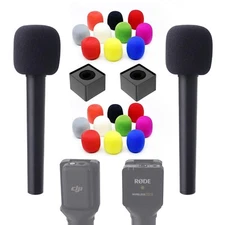 2 Interview Handles + 2 Flags -- DJI Mic, Rode GO, Rode Pro Wireless, Hollyland