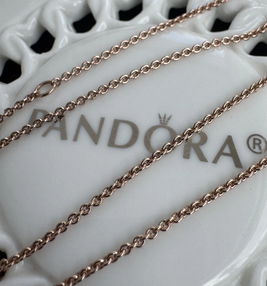Auténtico collar de cadena de cable clásico Pandora ROSE #580413 Foto 4 de 4