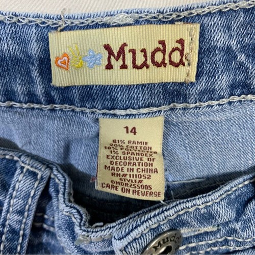 Jean Shorts Girls 14 Lace hem blue denim Adjustable distressed Summer Mudd Boho - Picture 4 of 6