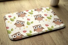 Non-Slip Bathroom Soft Rug Absorbent Bath Mat - 90x60 cm - Owl Birds