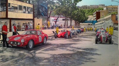 original Ölgemälde (Rennhelden und Klassiker bei Monaco)