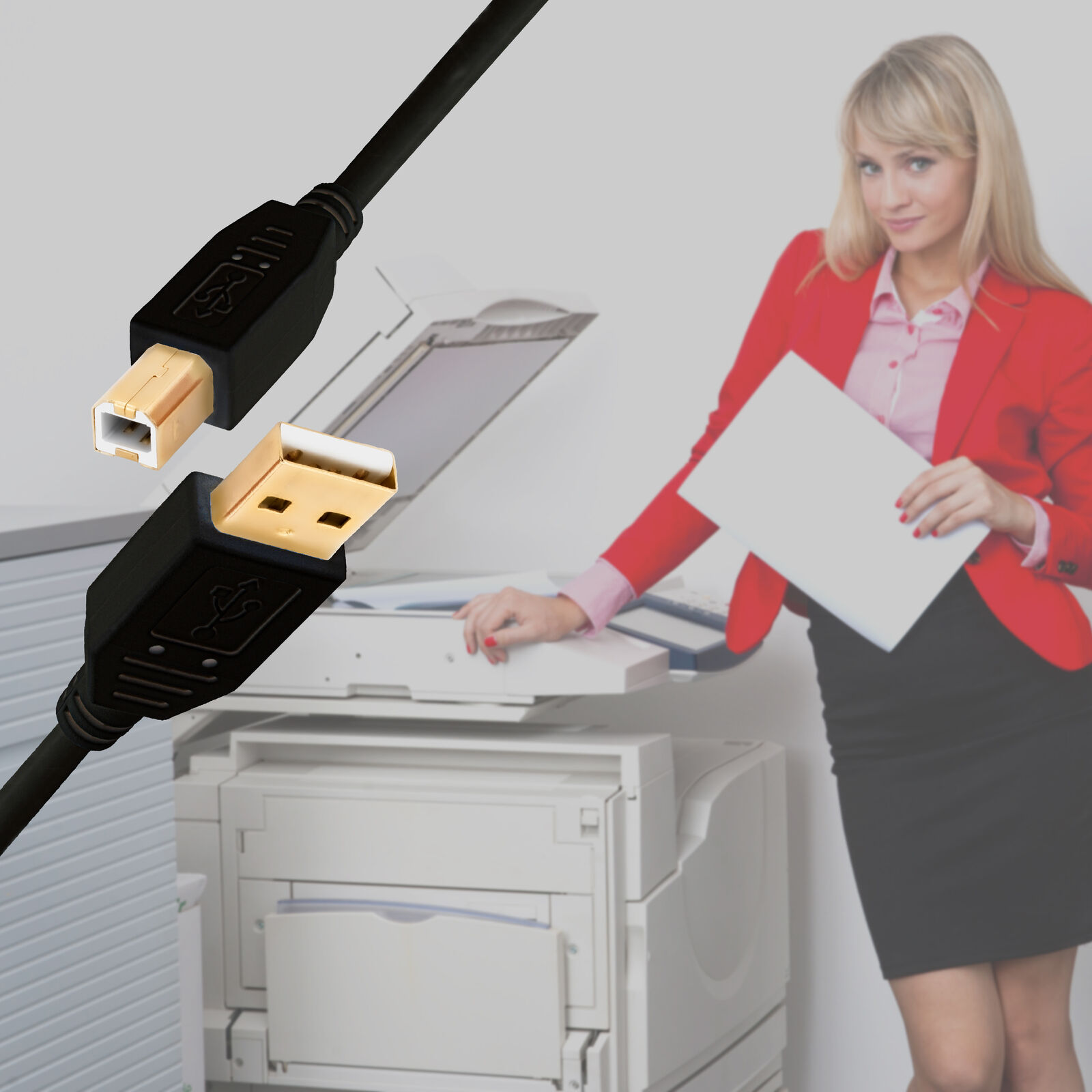 2m USB Druckerkabel Scanner Kabel Anschluss Drucker AB vergoldet HighSpeed