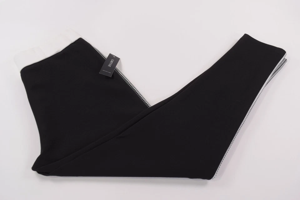 Calça elástica Cartise nova com etiquetas perna magra tamanho EUA 8 em preto/branco com lado Houndstooth - Imagem 2 de 4