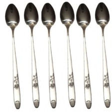6 x Stainless Steel Stylish Long Handle Latte Ice Cream Sundae Coffee Spoon