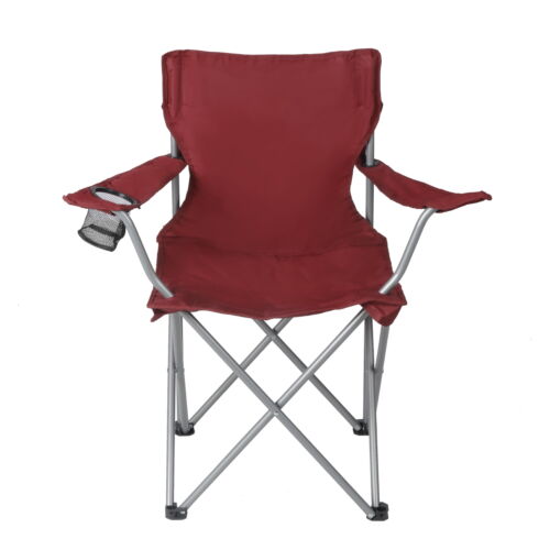 Basic Quad Folding Camp Chair with Cup Holder, Red, Adult - Picture 12 of 12