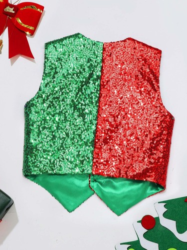 Kids Crop Coat Christmas Santa Elf Waistcoat Latin Disco Dance Short Jacket - 第 32/49 張圖片