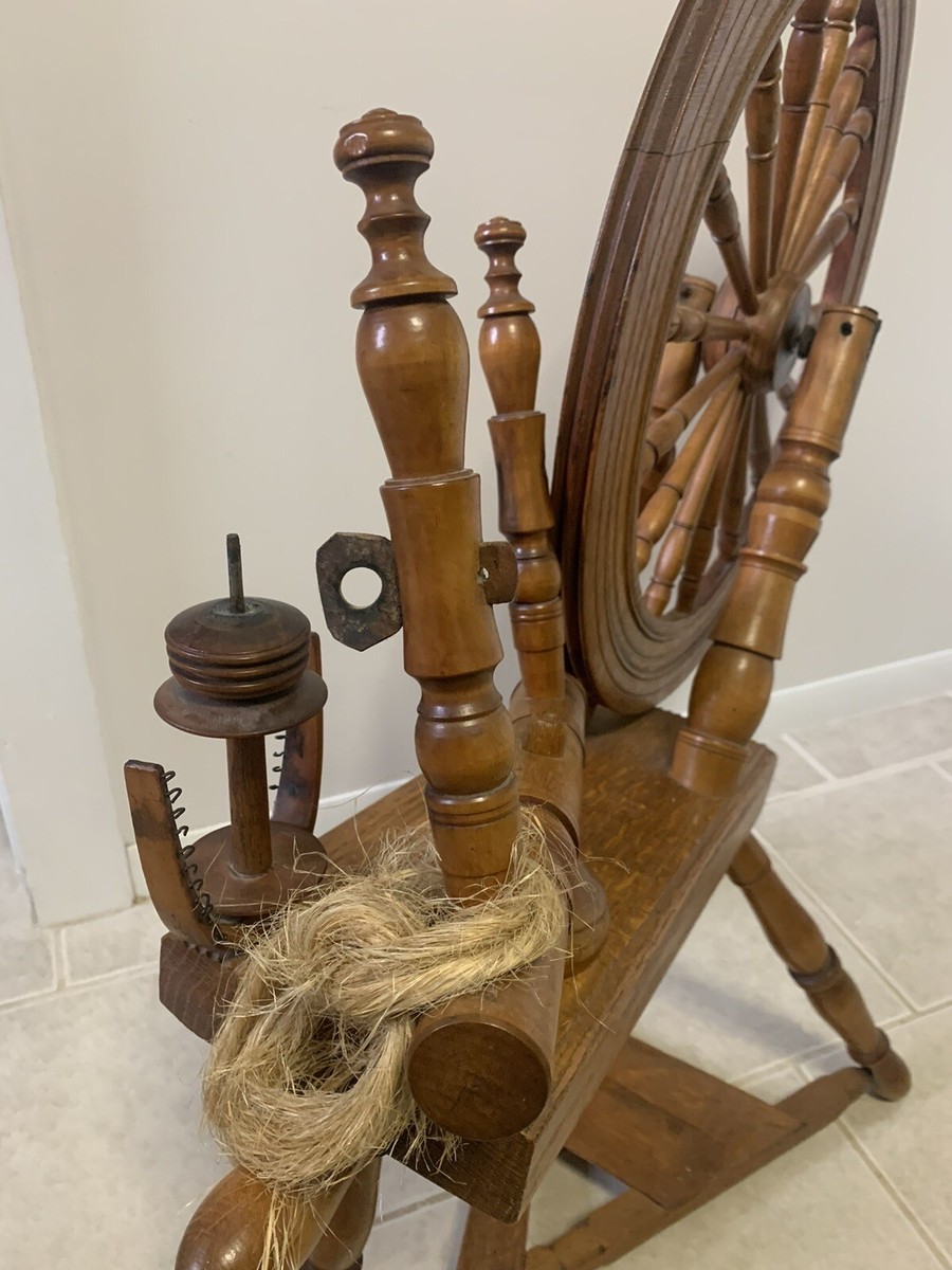 VINTAGE ANTIQUE WOODEN SPINNING WHEEL | eBay