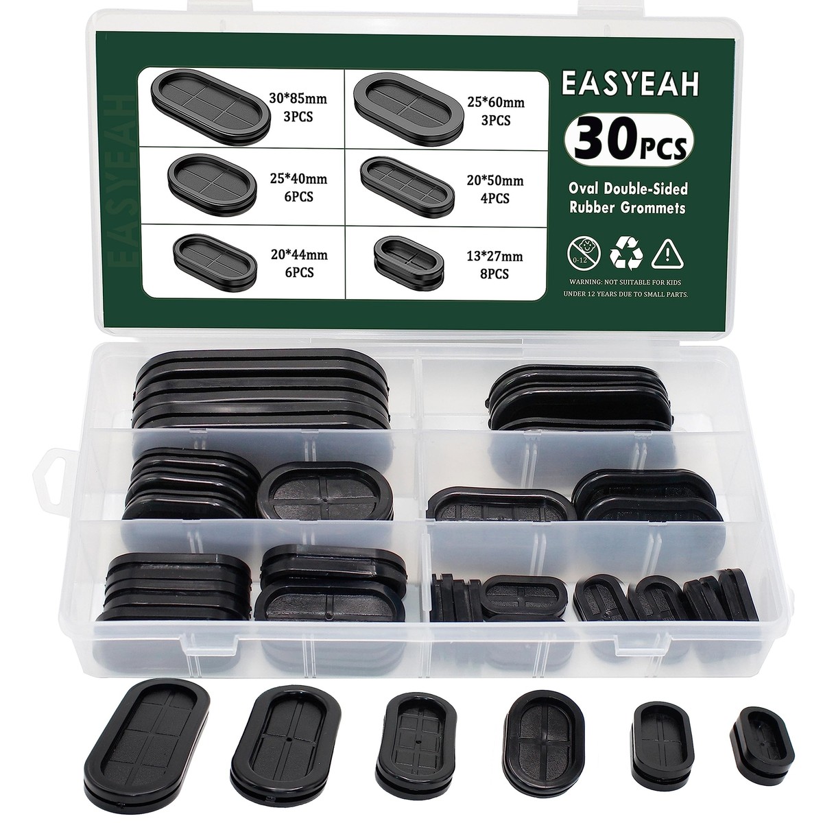30 Pcs Oval Rubber Grommets Kit For Wiring 30x85 20x50 20x44 25x40