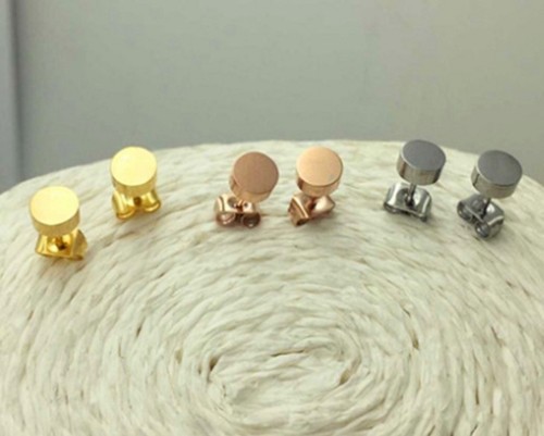 Pendientes redondos de tachuelas esmaltados oro rosa plata acero inoxidable 5 mm regalo PE49 - Imagen 2 de 15