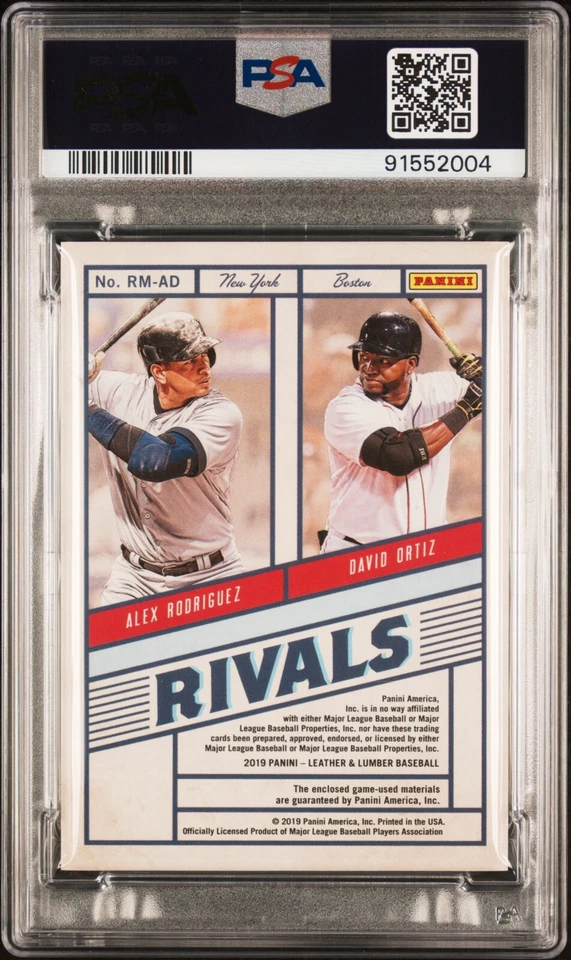 ALEX RODRIGUEZ DAIVD ORTIZ 2019 Leather & Lumber Rivals DUAL Materials SP /199 - Image 3 of 4