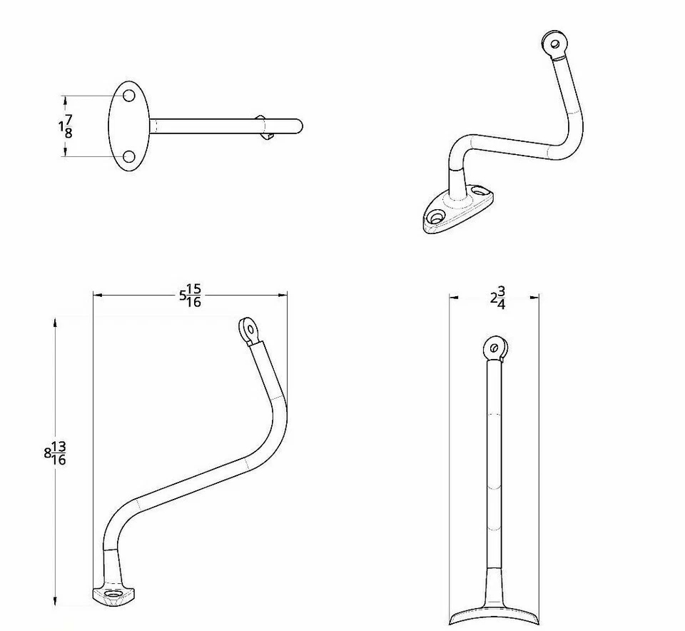 Brazo espejo retrovisor cromado exterior derecho United Pacific 1947-1955 camionetas Chevy/GMC Foto 2 de 4