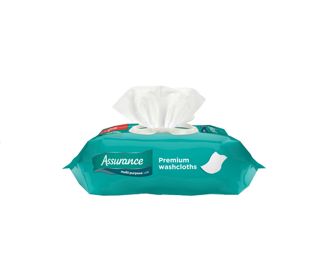 Assurance Premium Disposable Washcloths Pre-Moistened Body Wipes, XL,  192 Count
