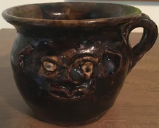 Marie Rogers Pottery Black Brown Face Tobacco Spit Spittoon Signed Stamped Jug