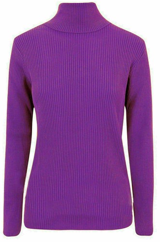 Women's Ladies High Polo Roll Neck Ribbed Jumper Sweater Top Plus Sizes - 第 22/49 張圖片