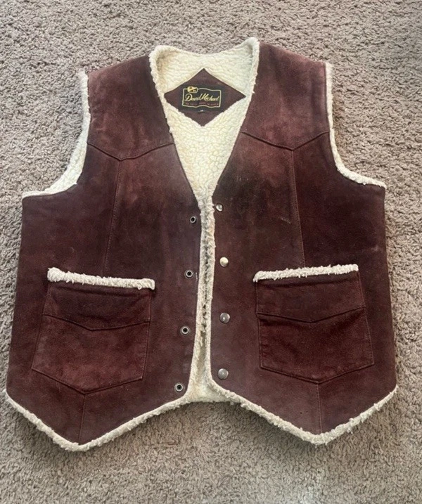 Vintage David Michaels Suede Vest, Sherpa Lining, Size Medium L
