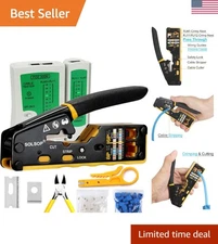Multi-Functional Ethernet Crimper Kit with Cable Tester and Accessories Included