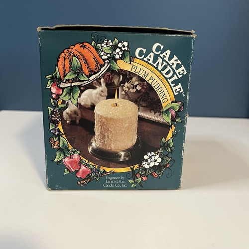 Vintage Cake Candle Frosted Pillar HOLIDAY PLUM PUDDING Lumi-Light Candle NIB - Picture 4 of 9