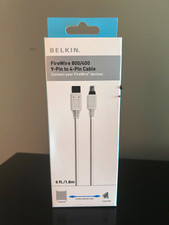 Belkin FireWire 800/400 9-Pin to 4-Pin Cable 6ft 1.8m Gold-Plated White