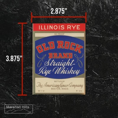 Old Rock Brand, Straight Rye Whiskey - Liquor Bottle Label (AL-72)