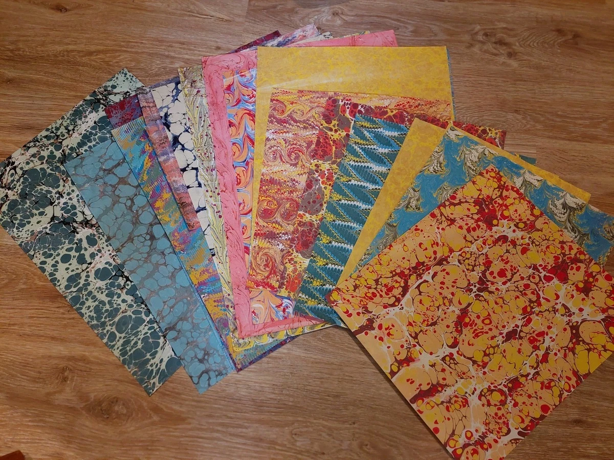 20 Bögen HAND MARMORPAPIER Buchbinder Buchbinderei BOOKBINDING Buchbinden