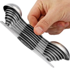 Zulay Kitchen Stainless Steel Stackable Magnetic Spoon Measuring Set - Set of 8