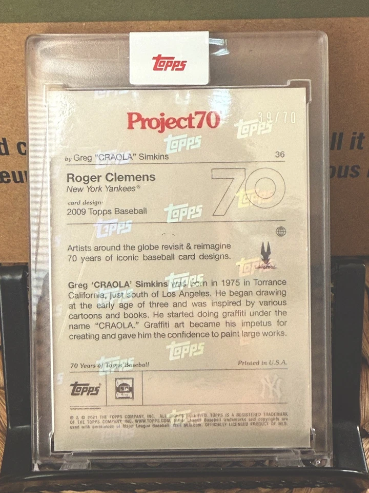 2021 Topps Project 70 Roger Clemens #36 Rainbow Foil 39/70 PRICE IS OBO - Image 2 of 2