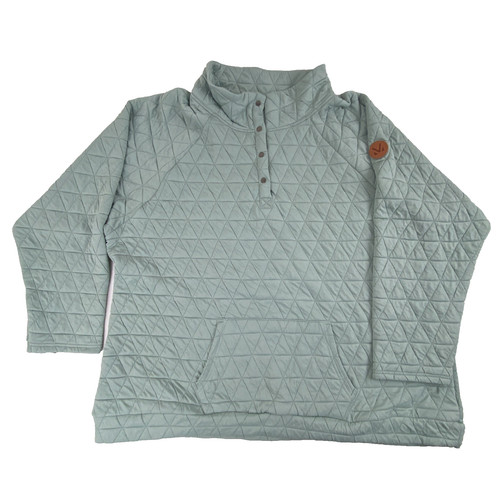 Michelle Mae Women Quilted Knit Pullover Sweater 4XL Green Matcha Snap Closure