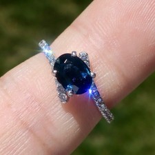 Wonderful 14k Solid White Gold Natural Blue S...