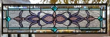 Stained Glass Transom window HANGING PANEL 30 X 9 3/34  incl hooks