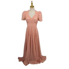 NWT LoveShackFancy Cottageore Maxi Dress 6 Pink Lace Puff Sleeve Romantic Boho