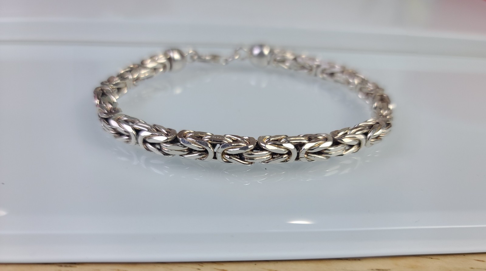 Sterling 925 Solid Silver Byzantine Chain 5mm Bra… - image 6