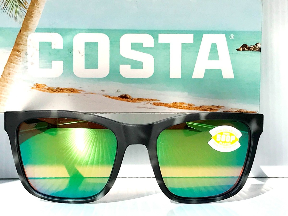 COSTA Del Mar PANGA Matte Grey Tort POLARIZED Green Mirror 580P