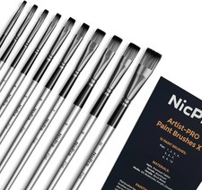 10 PCS Flat Paint Brush Set Art Painting Brushes for Acrylic Watercolor Oil Goua