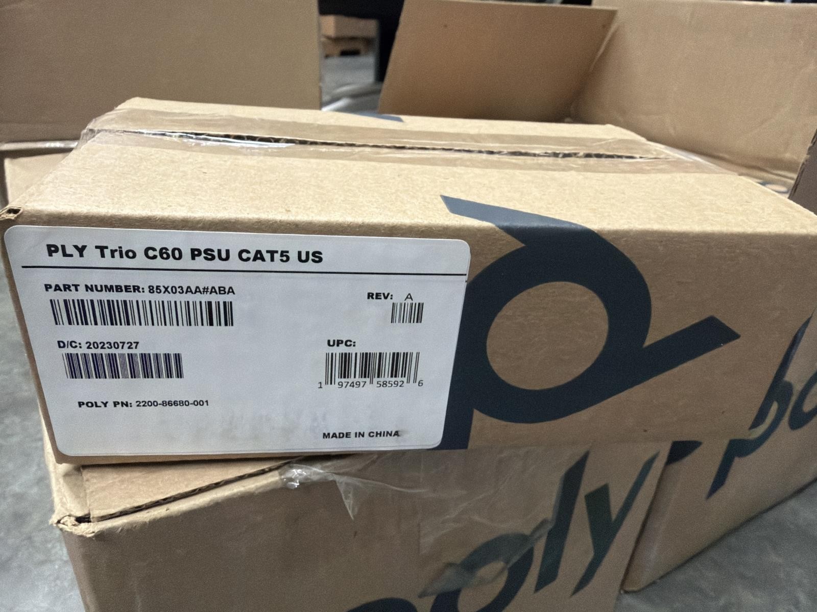 Poly 2200-86680-001 Trio C60 PSU Cat5 US Power Supply 85X03AA