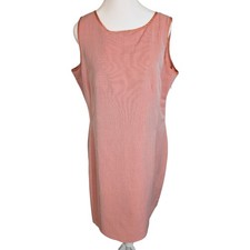 Laura Ashley Pink Linen Blend Sleeveless Sheath Dress Made in UK Size 12