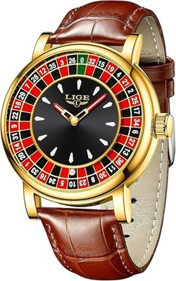 SACOSDING Mens Watches,Unique Roulette Style Quartz Analog Watch,45MM Big Face