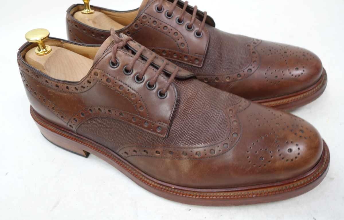 Paul Smith Xander Shoes Mens Size 10.5 Brown Leather Brogue Cap