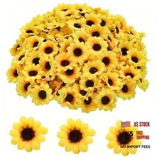100 Pcs Sunflowers Artificial Flower Heads, Yellow Mini Fake Sunflowers