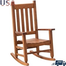 Kids Wooden Rocking Chair Classic High Back Durable Easy Assembly Indoor Outdoor